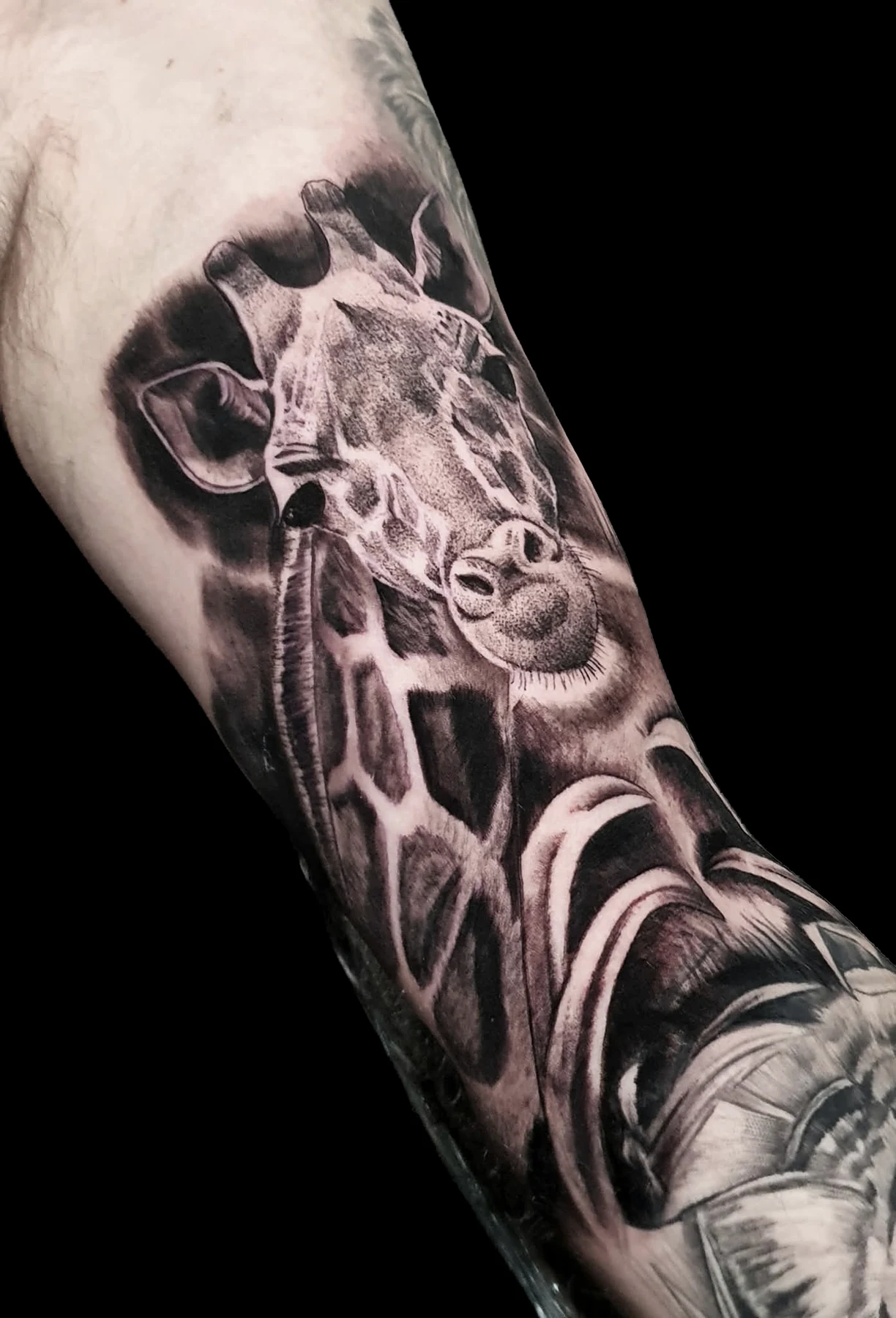Giraffe black and grey tattoo by LS