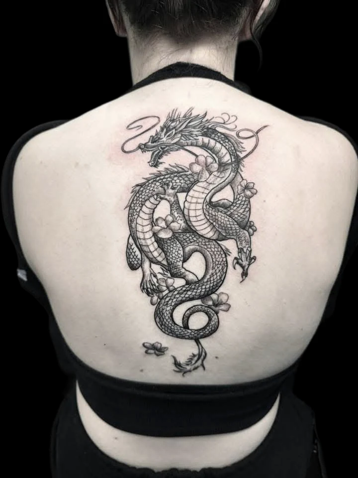 Dragon back tattoo by LS