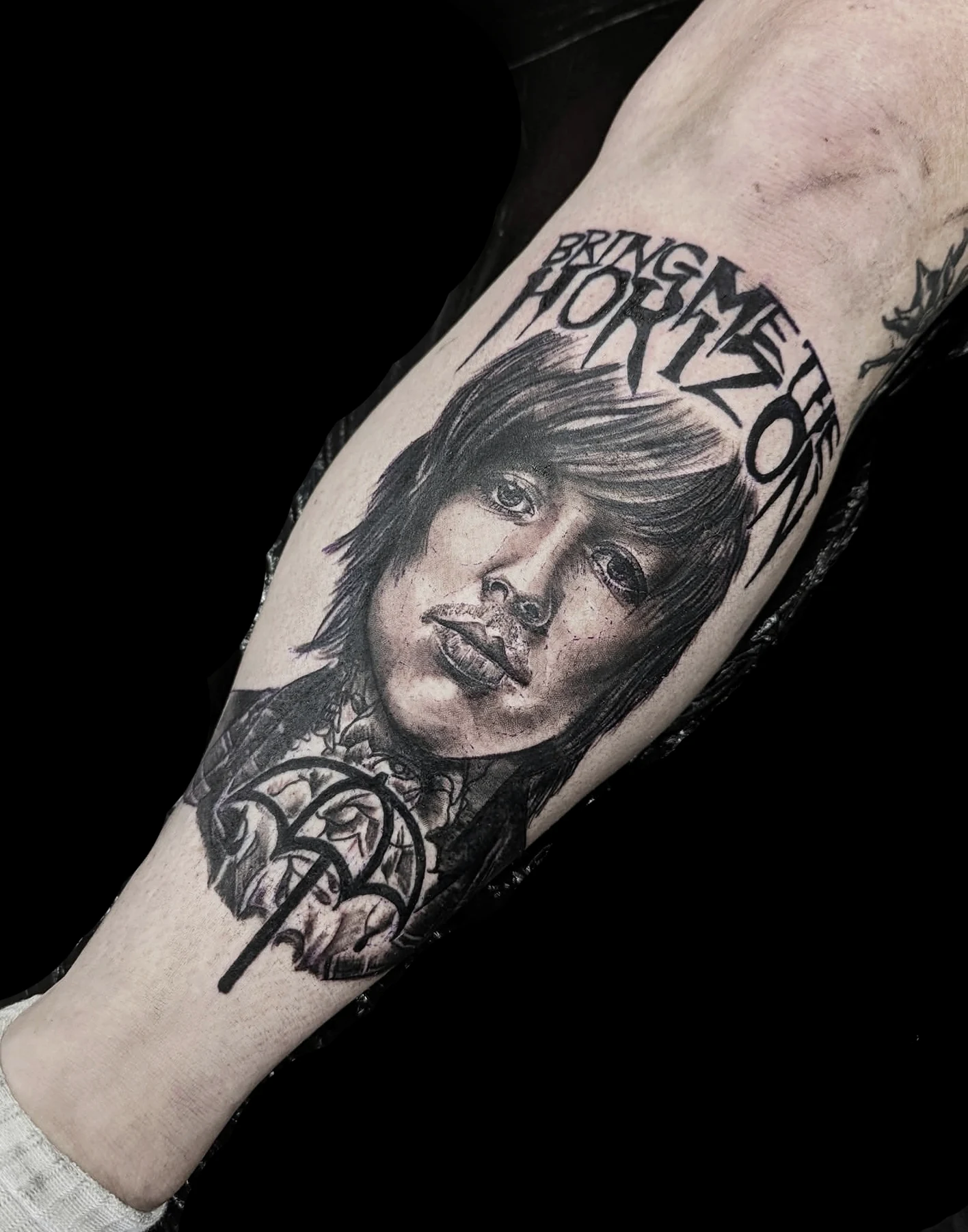 Portrait black and grey tattoo by LS